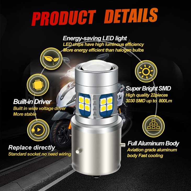 Ruiandsion BA21S Super Bright 6V Motorcycle Headlight Bulb Free Sample 6-24V White