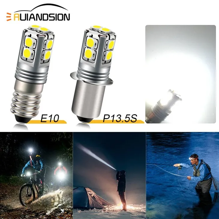 Ruiandsion E10-3030-10 Maglite Replacement Bulb LED Flashlight Motorcycle Headlight 6-40V White